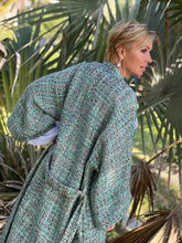 Load image into Gallery viewer, TWEED COAT/ turquoise+grey+beige tweed