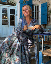 Load image into Gallery viewer, NOMAD MAXI DRESS/ brown and blue paisley
