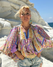 Load image into Gallery viewer, THALASSA BLOUSE / oriental print pastel lilac + butter yellow