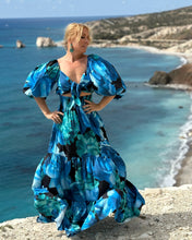 Load image into Gallery viewer, BONITA MAXI DRESS / dark turquoise xl flowers