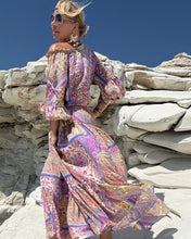Load image into Gallery viewer, YASMINE MAXI DRESSwith 6 mtrs skirt / pastel oriental print