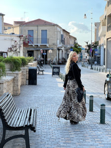 LA ISLA STRAPLESS MAXI DRESS/ beige leopard print