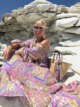 Load image into Gallery viewer, YASMINE MAXI DRESSwith 6 mtrs skirt / pastel oriental print