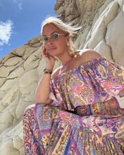 Load image into Gallery viewer, FLAMENCO TOP / oriental print in pastel violet+ butter yellow