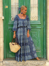 Load image into Gallery viewer, CARO MAXI DRESS/ navy blue floral print