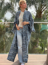 Load image into Gallery viewer, TWEED COAT / denim blue melange silk