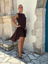 Load image into Gallery viewer, 7 CLOCHÉ MIDI DRESS/ chocolate brown linen jersey