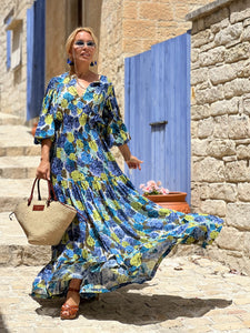 BOHOSOUL MAXI DRESS/ blue floral print