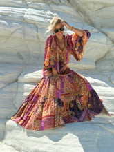 Load image into Gallery viewer, GYPSETTE MAXI SKIRT/ dpicy orange oriental print