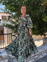 Load image into Gallery viewer, HIPPIE FLARE MAXI DRESS/ green paisley