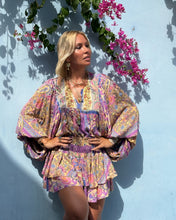 Load image into Gallery viewer, RUFFLE MINI SKIRT/ pastel oriental print
