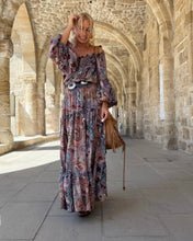 Load image into Gallery viewer, YASMINE MAXI DRESS/ burgundy, pink, turquoise paisley