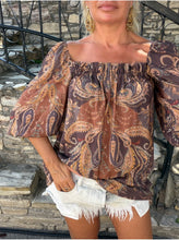 Load image into Gallery viewer, BELLA BLOUSE/ caramel brown paisley