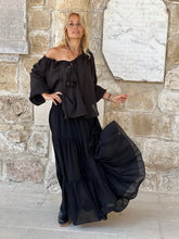 Load image into Gallery viewer, GYPSETTE MAXI SKIRT / black cotton voile
