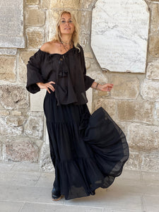 GYPSETTE MAXI SKIRT / black cotton voile