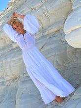 Load image into Gallery viewer, BOHOSOUL MAXI DRESS, 6 mtrs volant / white cotton voile