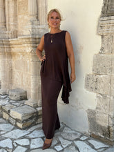 Load image into Gallery viewer, 4 SLIM MAXI SKIRT/ chocolate brown linen jersey