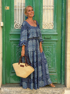 CARO MAXI DRESS/ navy blue floral print