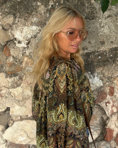 BOHOSOUL BLOUSE/ green and olive green paisley print
