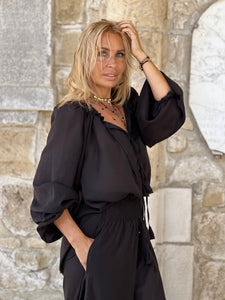 YASMINE BLOUSE/  black cotton voile