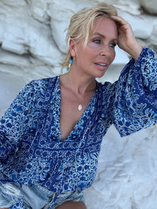 NOMAD BLOUSE / navy blue floral print