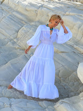 Load image into Gallery viewer, BOHOSOUL MAXI DRESS, 6 mtrs volant / white cotton voile