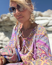Load image into Gallery viewer, YASMINE MAXI DRESSwith 6 mtrs skirt / pastel oriental print