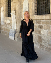 Load image into Gallery viewer, HIPPIE MAXI DRESS/ black cotton voile