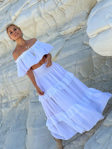 GYPSETTE SKIRT WITH RUFFLES , 6 mtrs volant/ white cotton voile