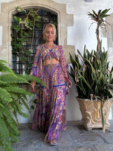 Load image into Gallery viewer, GYPSETTE MAXI SKIRT with 6 mtrs volant/ blue orchid oriental print