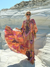 Load image into Gallery viewer, GYPSETTE MAXI SKIRT/ dpicy orange oriental print