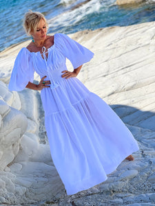 BELLA MAXI DRESS/ white cotton voile