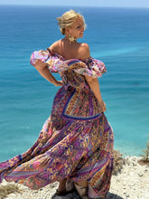Load image into Gallery viewer, FLAMENCO TOP LONG/ blue orchid print