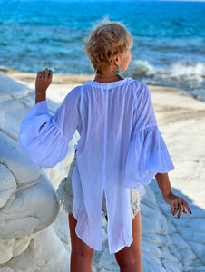 PIRATE BLOUSE/ white cotton voile