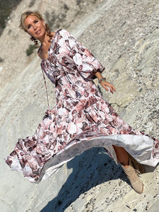 YASMINE MAXI DRESS/ beige floral print