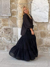 Load image into Gallery viewer, GYPSETTE MAXI SKIRT / black cotton voile