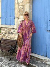 Load image into Gallery viewer, HIPPIE MAXI DRESS/ amethyst purple oriental print