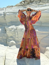 Load image into Gallery viewer, GYPSETTE MAXI SKIRT/ dpicy orange oriental print