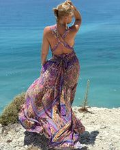 Load image into Gallery viewer, GODDESS MAXI DRESS/ blue orchid oriental print