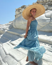 Load image into Gallery viewer, LA ISLA MAXI DRESS/ sky blue cotton voile