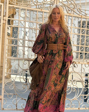 Load image into Gallery viewer, THALASSA MAXI DRESS/ tourmaline print with golden thread