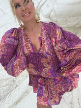 Load image into Gallery viewer, RUFFLE MINI SKIRT/ amethyst purple oriental print