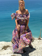 Load image into Gallery viewer, FLAMENCO TOP LONG/ blue orchid print