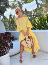 Load image into Gallery viewer, SUNRISE BEACH DRESS WITH SHORT FRONT/ sunny yellow cotton voile