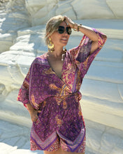 Load image into Gallery viewer, SHORT KIMONO/ amethyst purple oriental print