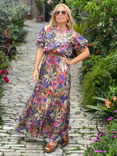 Load image into Gallery viewer, ROSE MAXI DRESS / pink+ lavender floral print