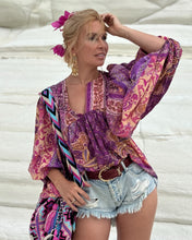 Load image into Gallery viewer, THALASSA BLOUSE WITH XL SLEEVES/ amethyst purple oriental print