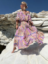 Load image into Gallery viewer, YASMINE MAXI DRESSwith 6 mtrs skirt / pastel oriental print