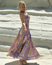Load image into Gallery viewer, LA ISLA STRAPLESS DRESS/ oriental pastel print violet +butter yellow