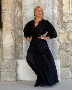 BOHOSOUL MAXI DRESS / black cotton voile